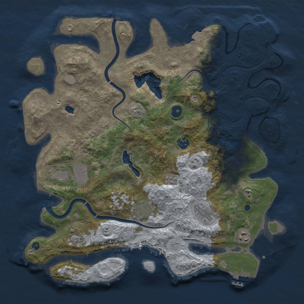 Rust Map: Procedural Map, Size: 4000, Seed: 568745, 13 Monuments
