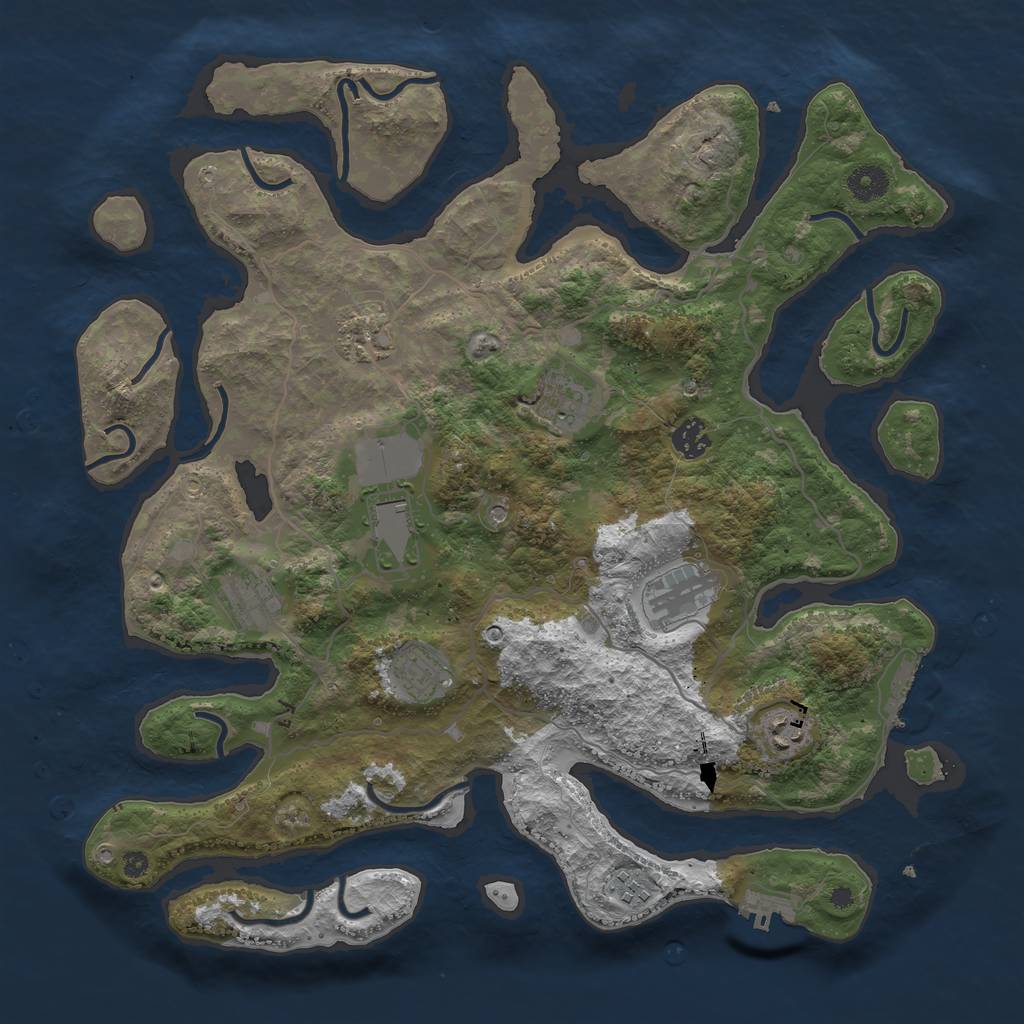 Rust Map: Procedural Map, Size: 4000, Seed: 568745, 14 Monuments