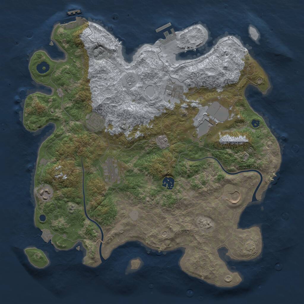 Rust Map: Procedural Map, Size: 3700, Seed: 2001475508, 14 Monuments