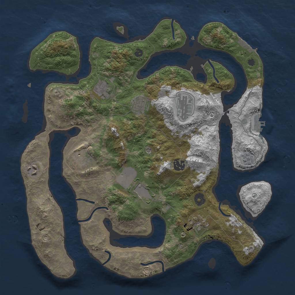 Rust Map: Procedural Map, Size: 3700, Seed: 552423283, 14 Monuments