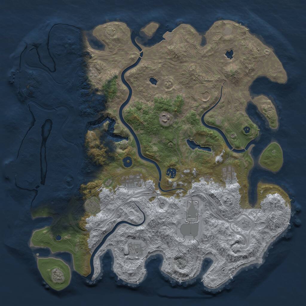 Rust Map: Procedural Map, Size: 4500, Seed: 500777372, 15 Monuments