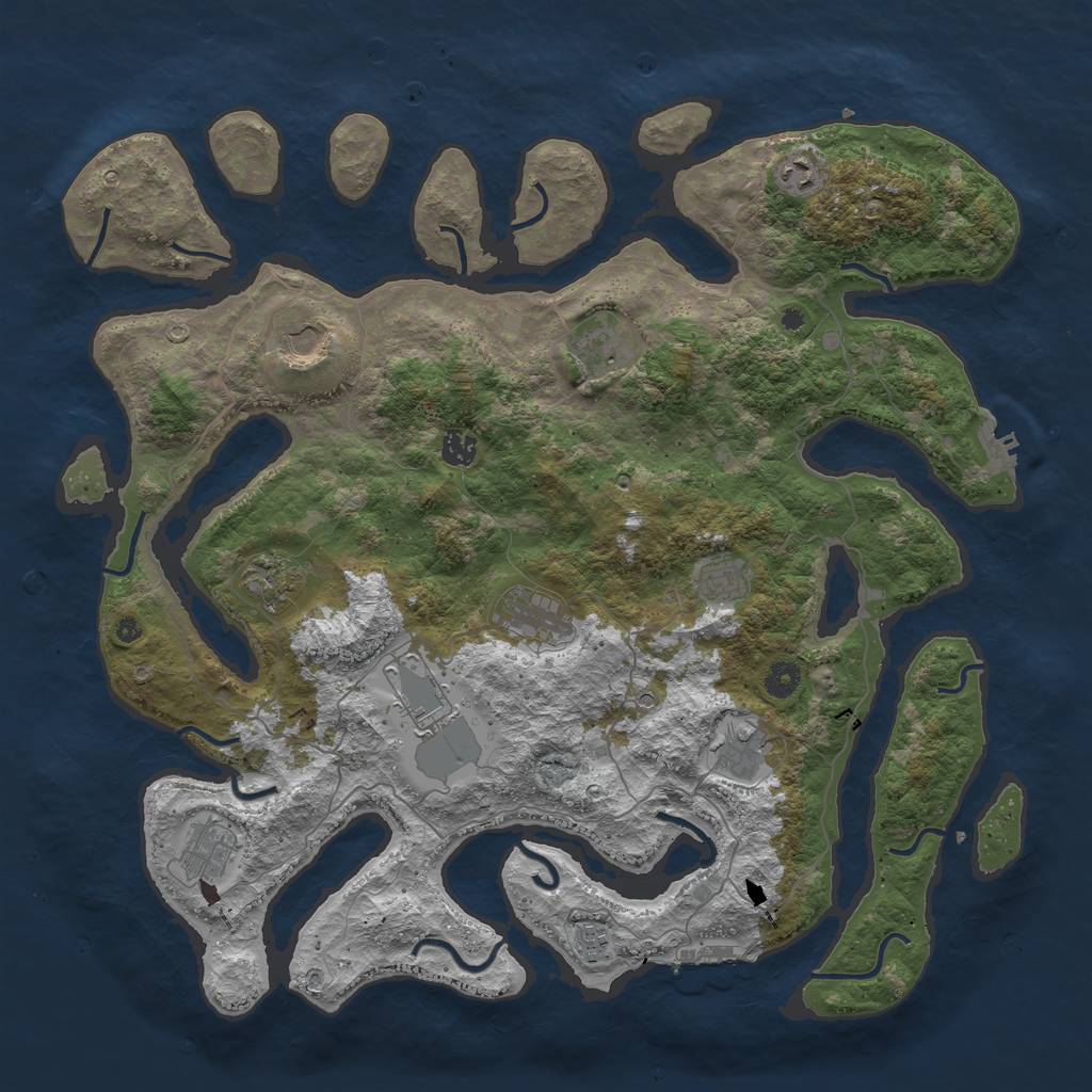 Rust Map: Procedural Map, Size: 4500, Seed: 2048995824, 16 Monuments