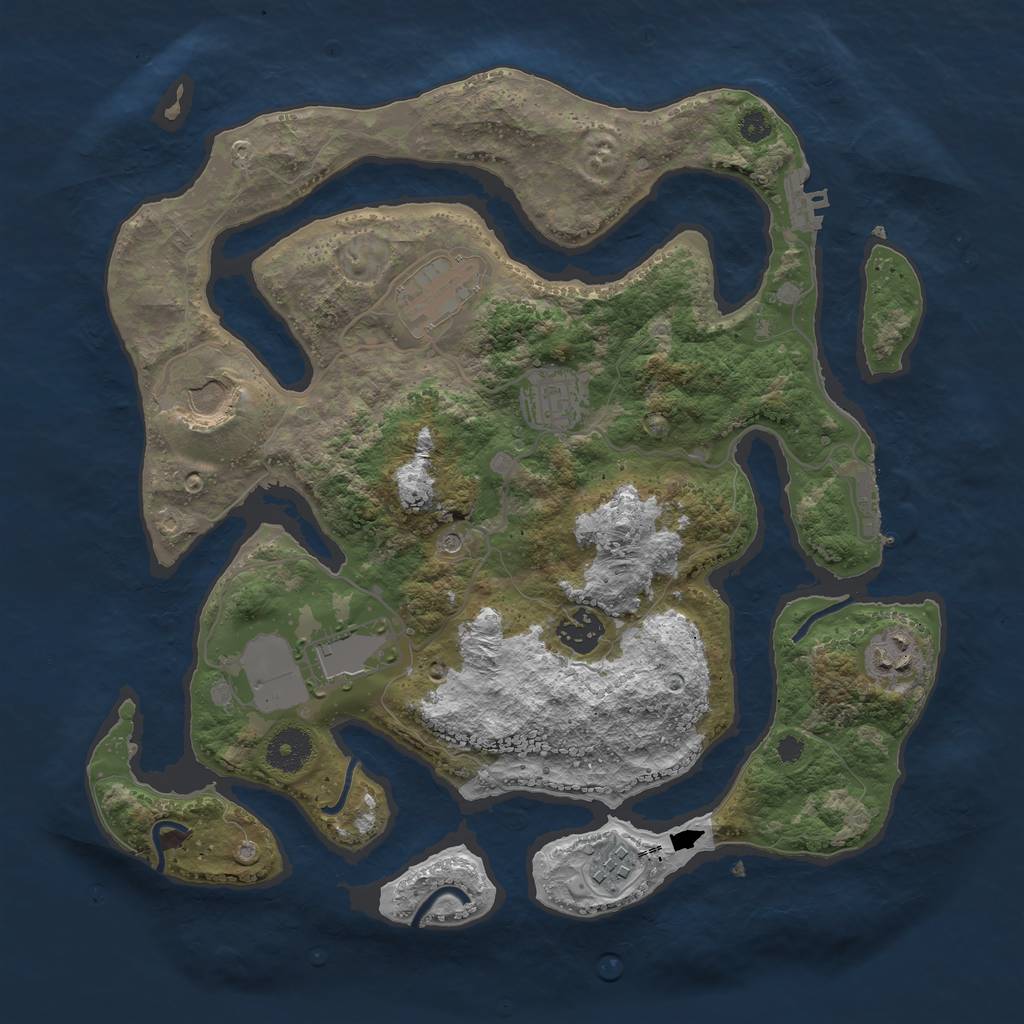 Rust Map: Procedural Map, Size: 3500, Seed: 54654648, 12 Monuments