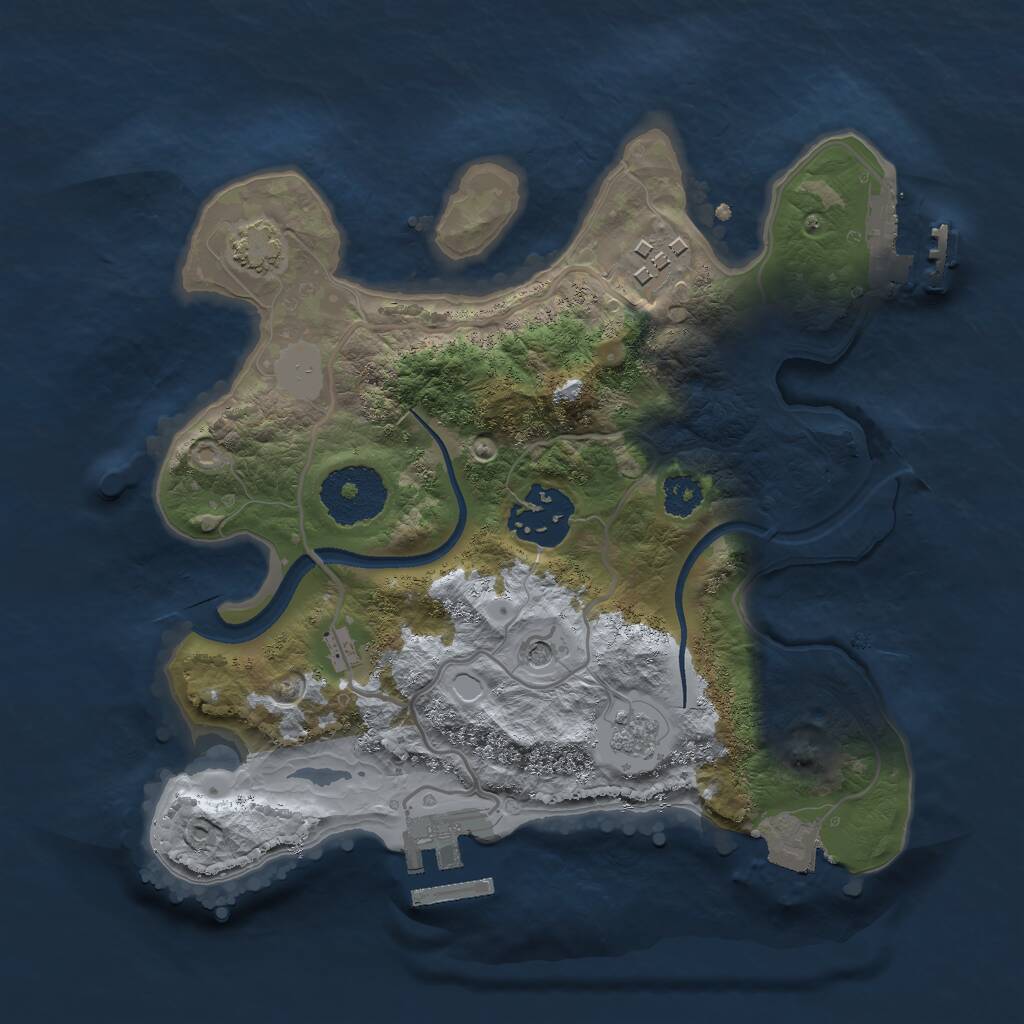 Rust Map: Procedural Map, Size: 2500, Seed: 52348, 8 Monuments