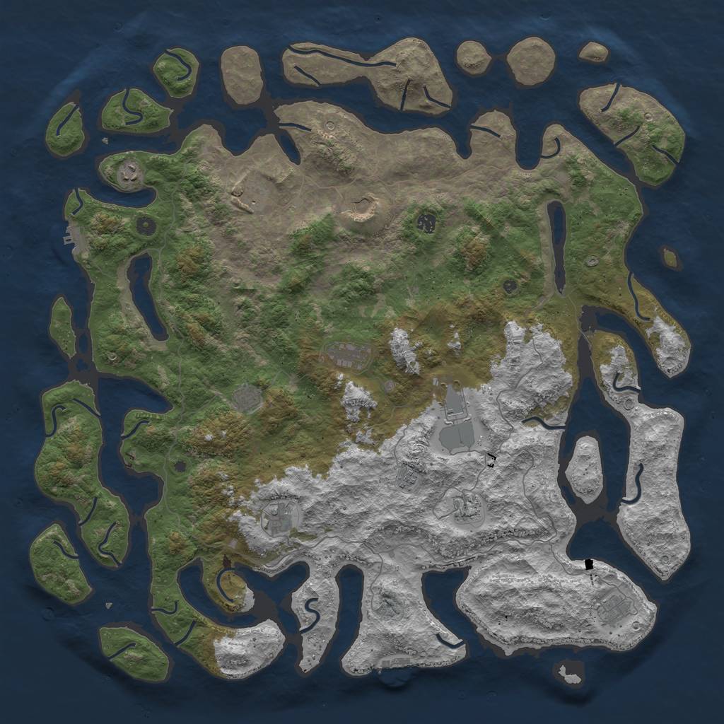 Rust Map: Procedural Map, Size: 5555, Seed: 8000000, 16 Monuments