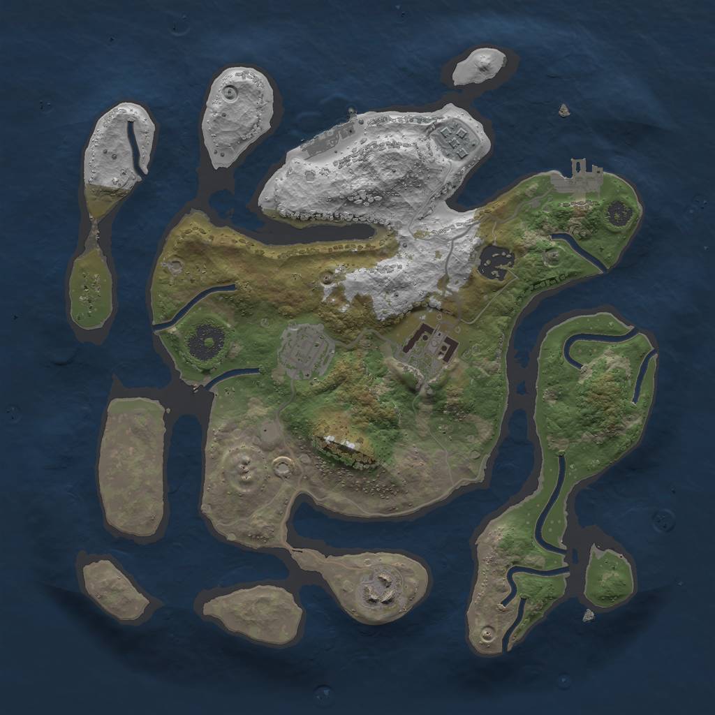 Rust Map: Procedural Map, Size: 3000, Seed: 1549469117, 9 Monuments