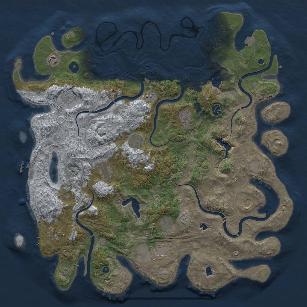 Rust Map: Procedural Map, Size: 4500, Seed: 534517299, 16 Monuments