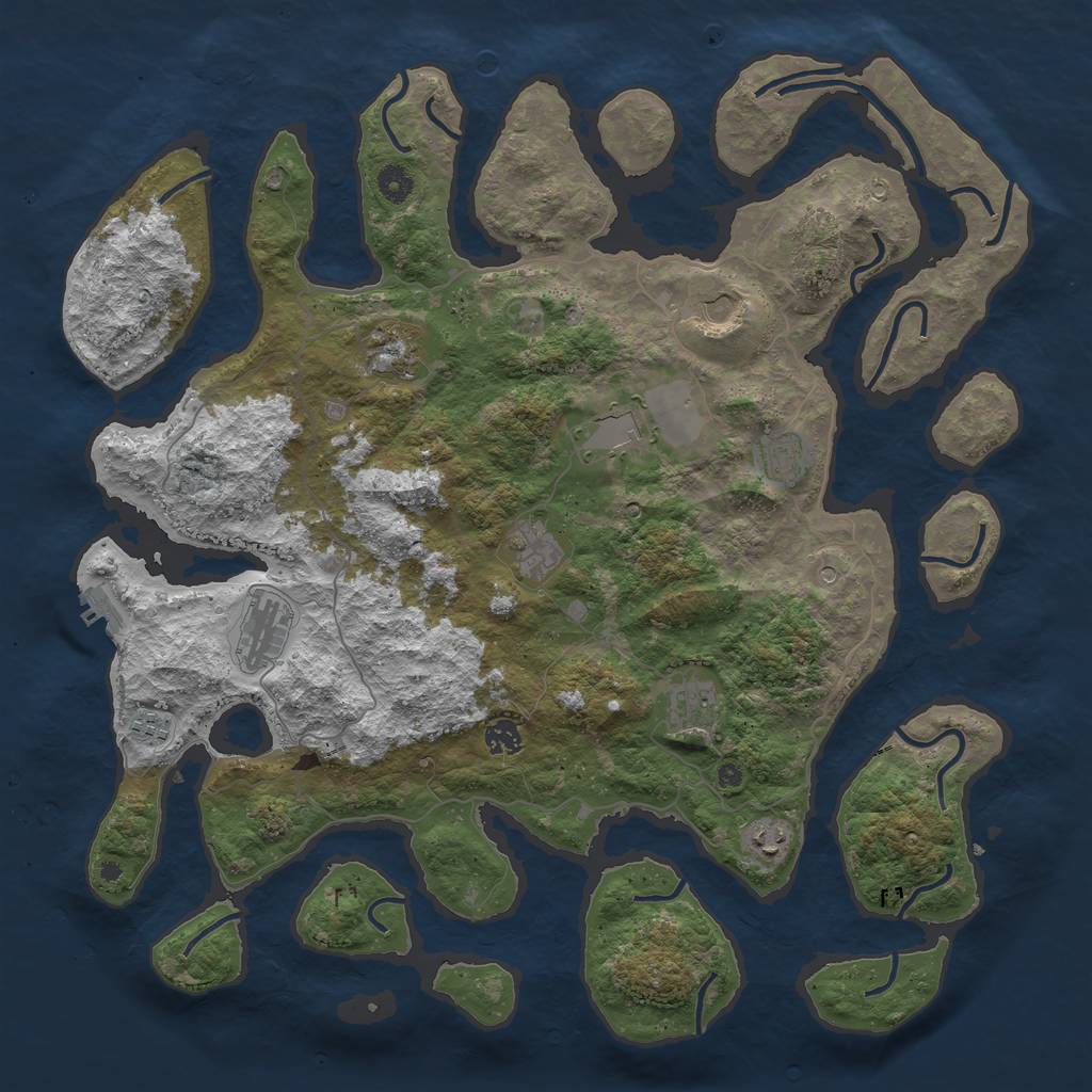 Rust Map: Procedural Map, Size: 4500, Seed: 83253296, 14 Monuments