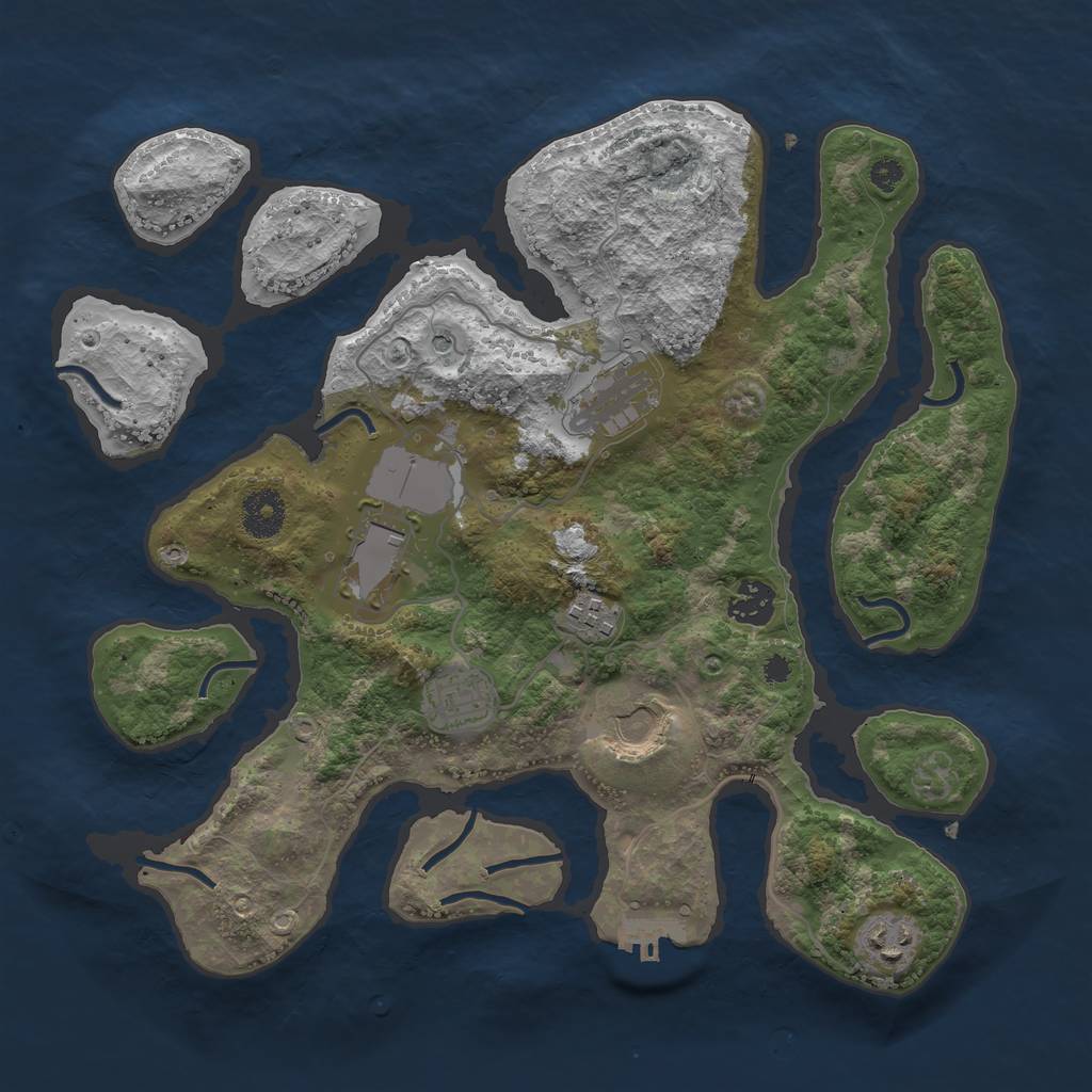 Rust Map: Procedural Map, Size: 3500, Seed: 730028349, 11 Monuments