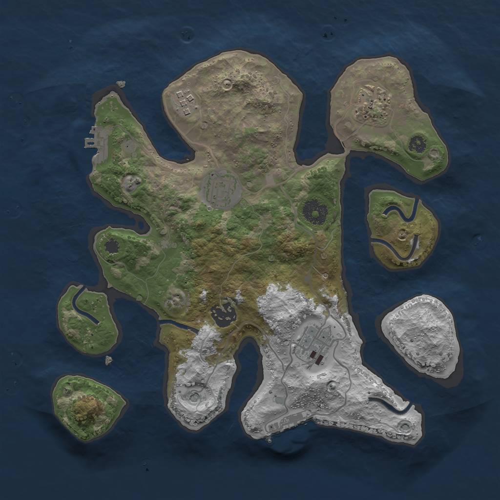 Rust Map: Procedural Map, Size: 3000, Seed: 4426449, 10 Monuments