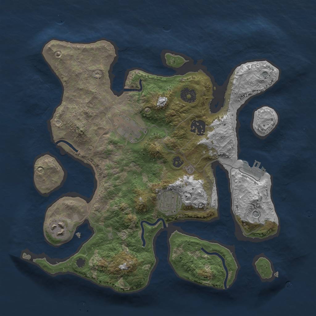 Rust Map: Procedural Map, Size: 3000, Seed: 954345, 8 Monuments