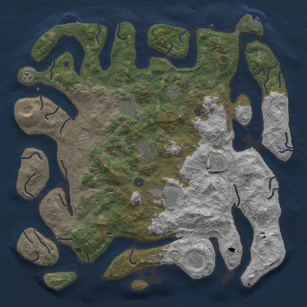 Rust Map: Procedural Map, Size: 5000, Seed: 2424558, 16 Monuments