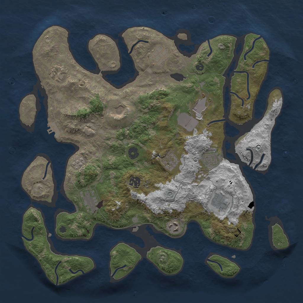 Rust Map: Procedural Map, Size: 3950, Seed: 964133372, 15 Monuments