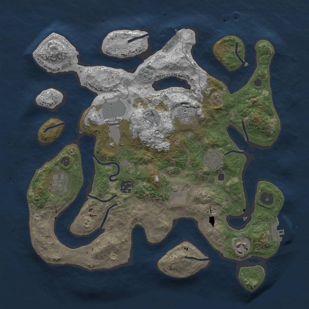 Rust Map: Procedural Map, Size: 3532, Seed: 433201627, 13 Monuments