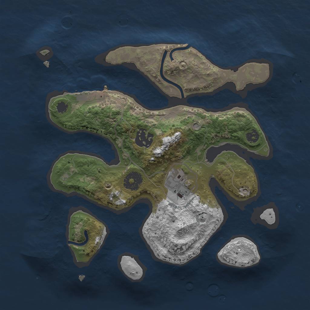 Rust Map: Procedural Map, Size: 2500, Seed: 2416120, 5 Monuments