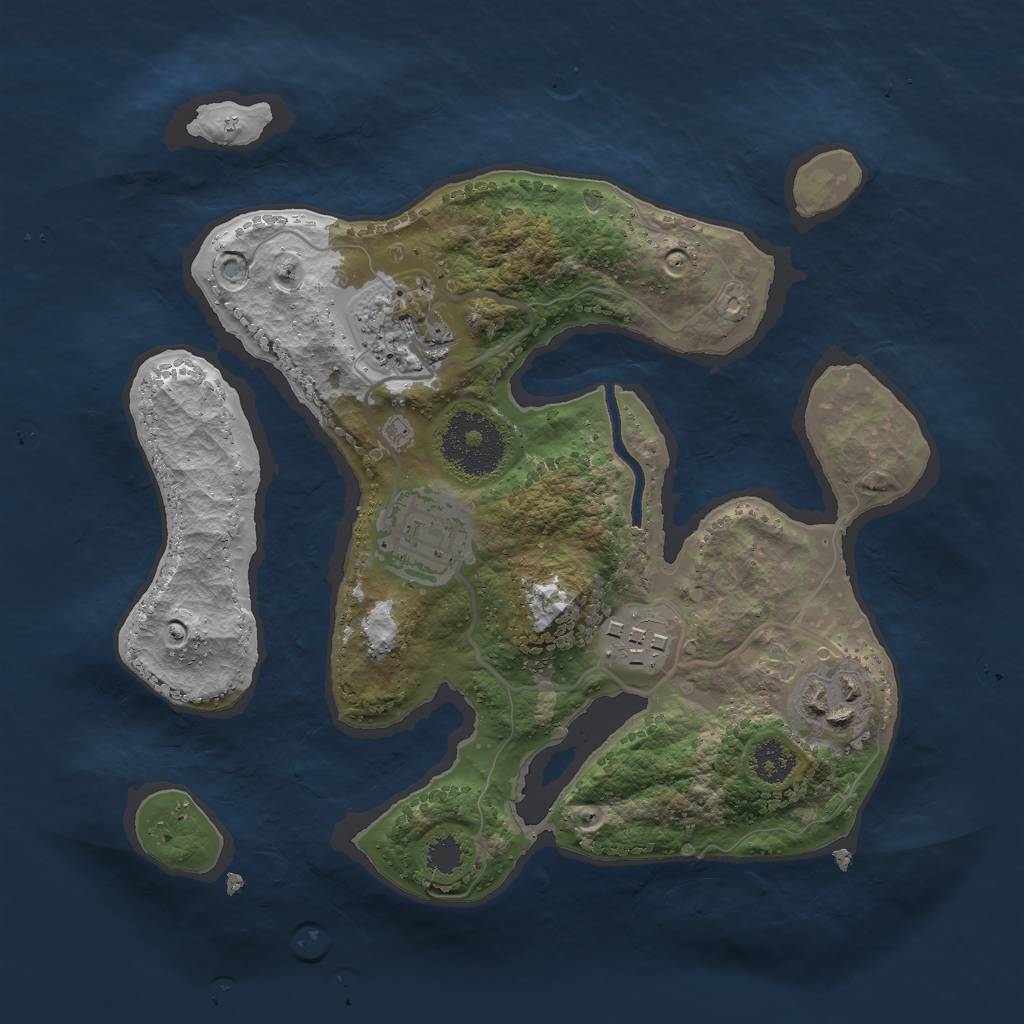 Rust Map: Procedural Map, Size: 2500, Seed: 19345, 6 Monuments