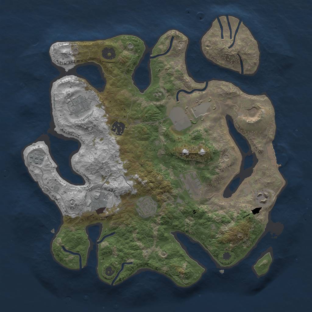 Rust Map: Procedural Map, Size: 3500, Seed: 1113531049, 13 Monuments