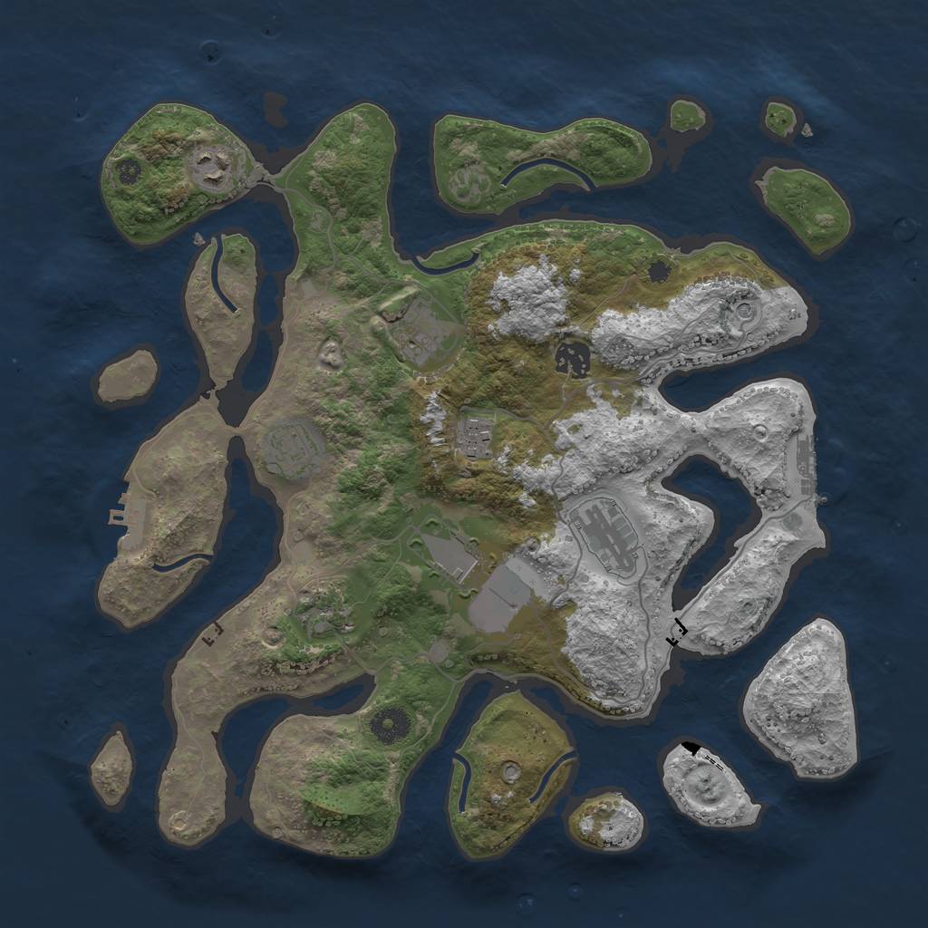 Rust Map: Procedural Map, Size: 3700, Seed: 232, 13 Monuments