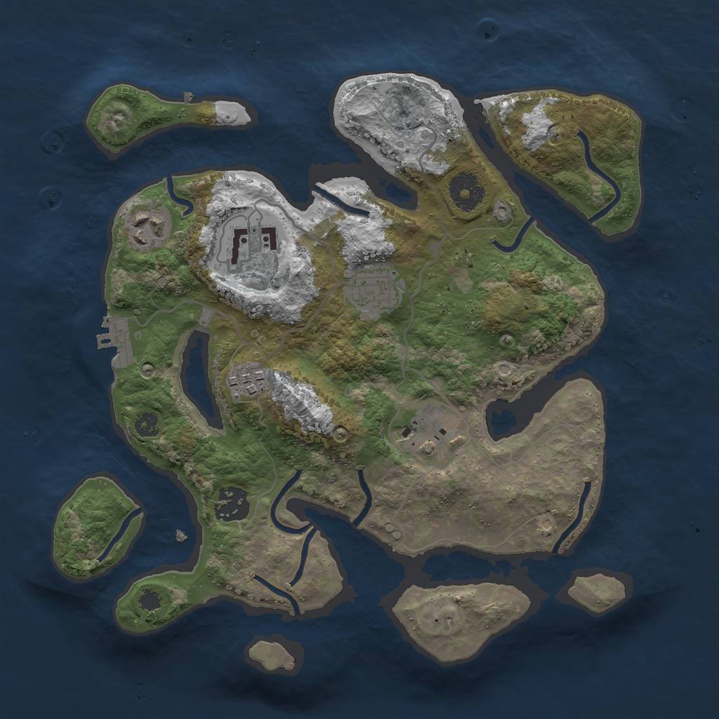 Rust Map: Procedural Map, Size: 3000, Seed: 1142688564, 9 Monuments