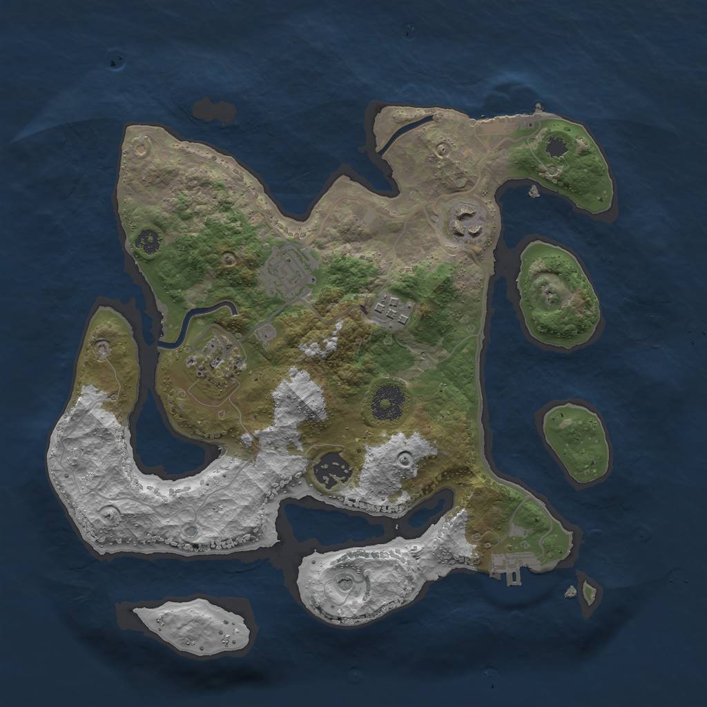 Rust Map: Procedural Map, Size: 3000, Seed: 16451, 10 Monuments