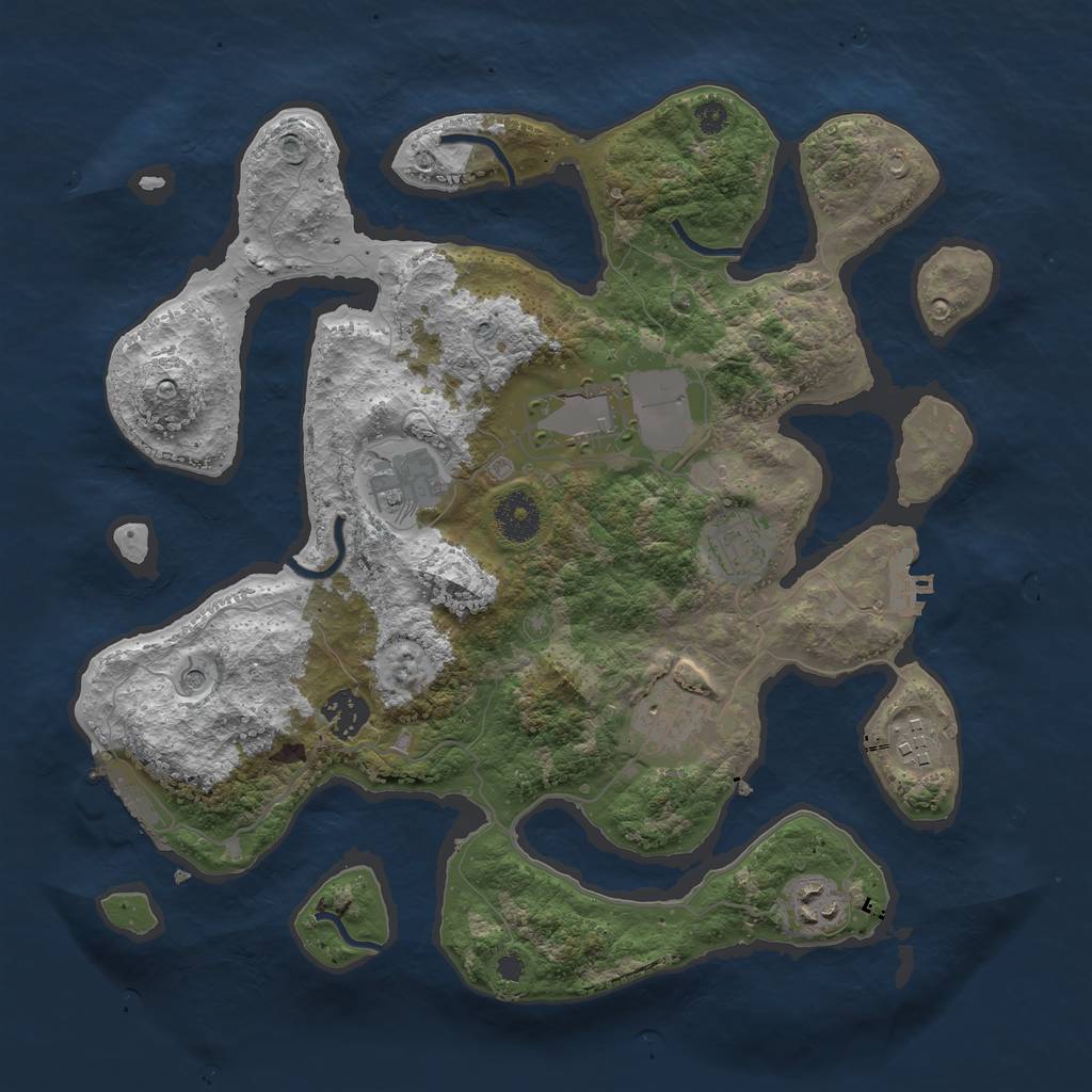 Rust Map: Procedural Map, Size: 3500, Seed: 176076001, 12 Monuments