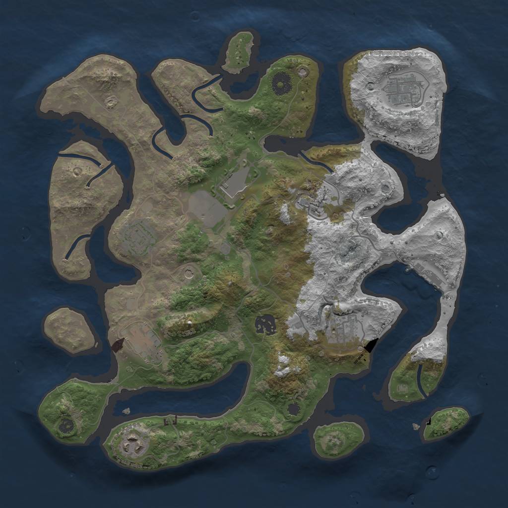 Rust Map: Procedural Map, Size: 3500, Seed: 1552903303, 12 Monuments