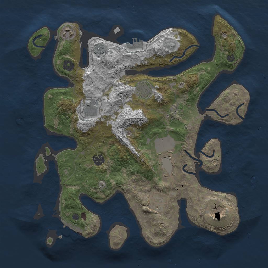 Rust Map: Procedural Map, Size: 3500, Seed: 1569625580, 14 Monuments