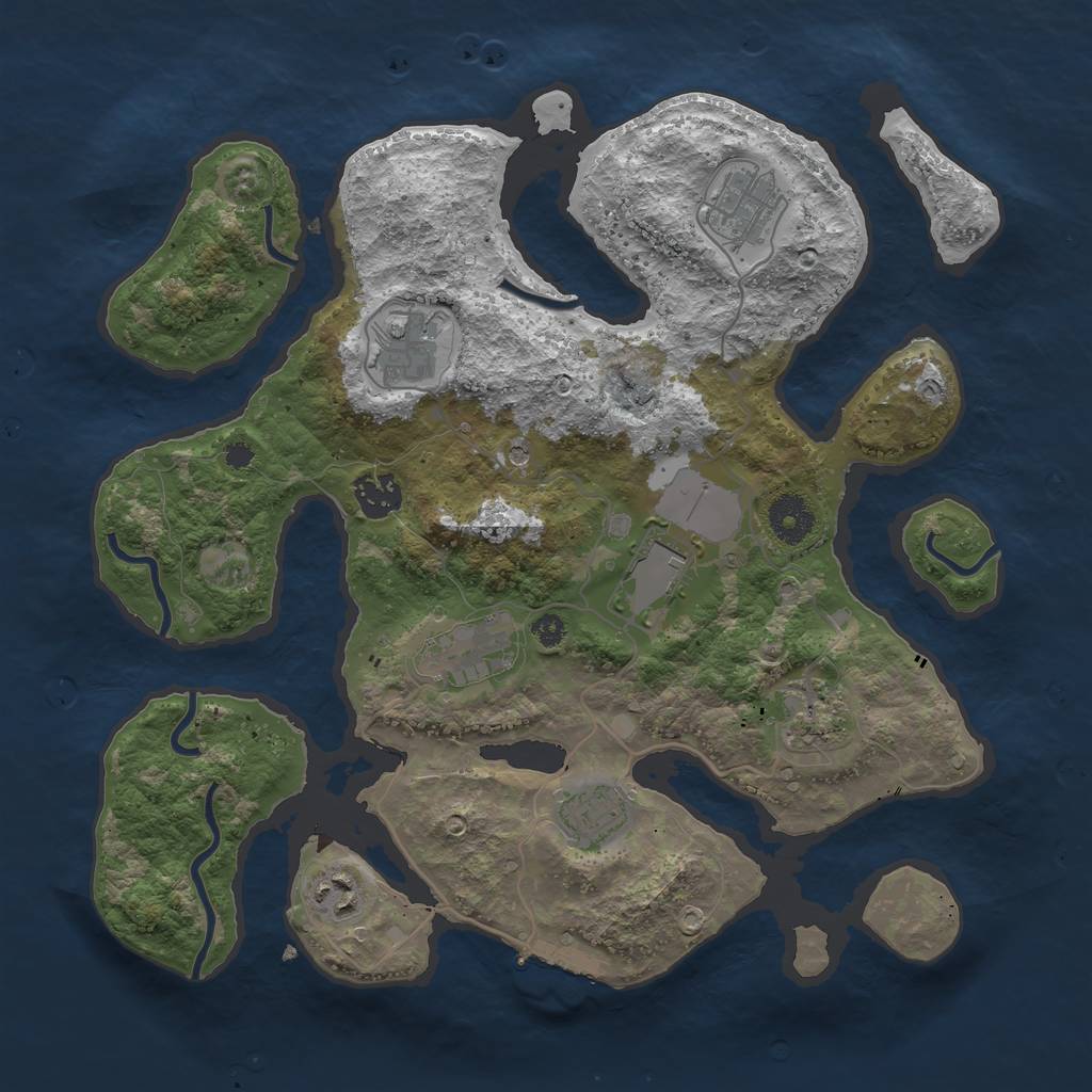 Rust Map: Procedural Map, Size: 3500, Seed: 51600, 12 Monuments