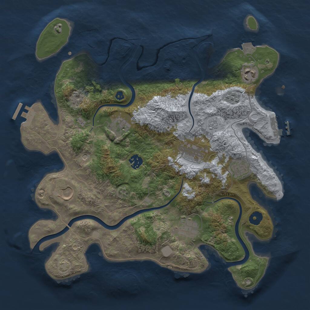 Rust Map: Procedural Map, Size: 3500, Seed: 305757749, 14 Monuments