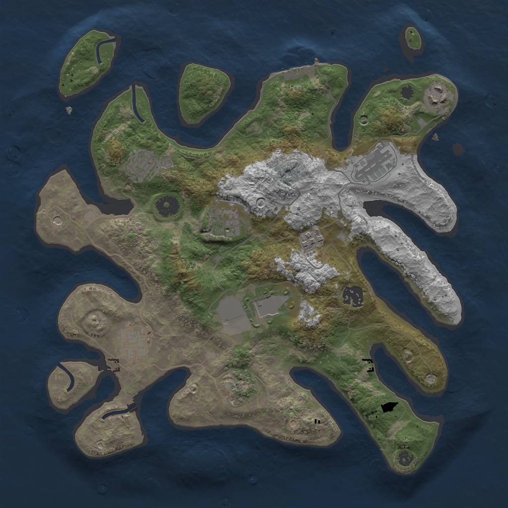 Rust Map: Procedural Map, Size: 3500, Seed: 305757749, 13 Monuments