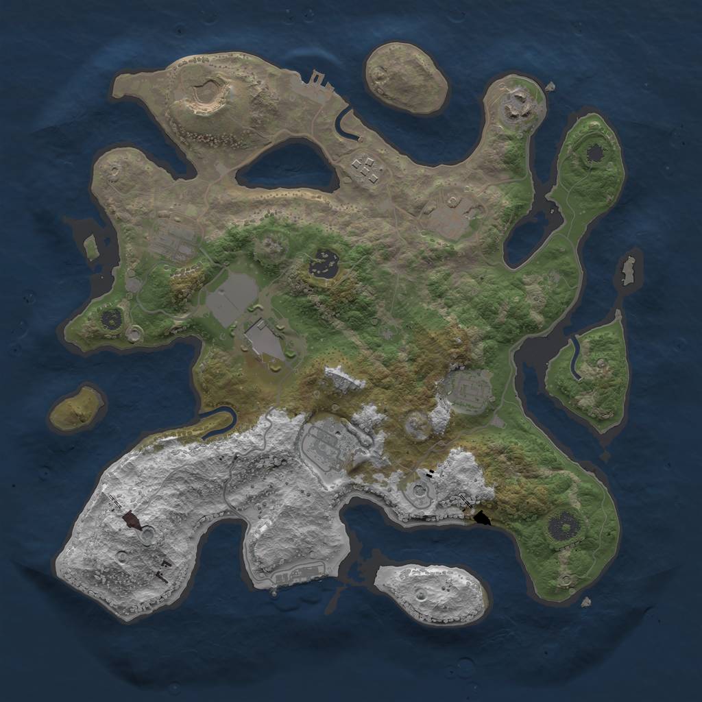 Rust Map: Procedural Map, Size: 3500, Seed: 2072102603, 14 Monuments