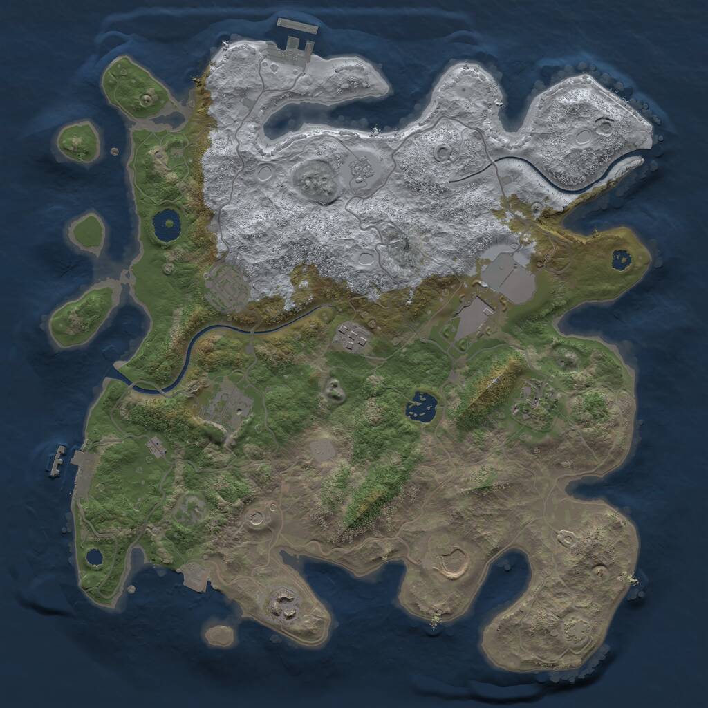 Rust Map: Procedural Map, Size: 3500, Seed: 9764946, 14 Monuments