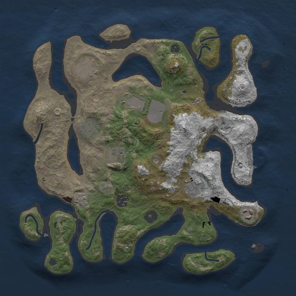 Rust Map: Procedural Map, Size: 3500, Seed: 75958991, 12 Monuments