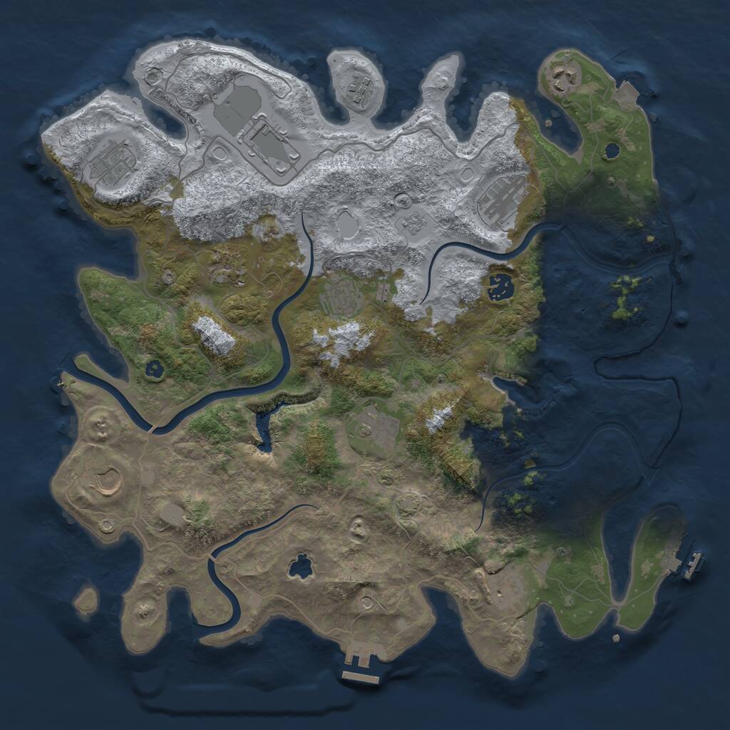 Rust Map: Procedural Map, Size: 4000, Seed: 3501, 17 Monuments