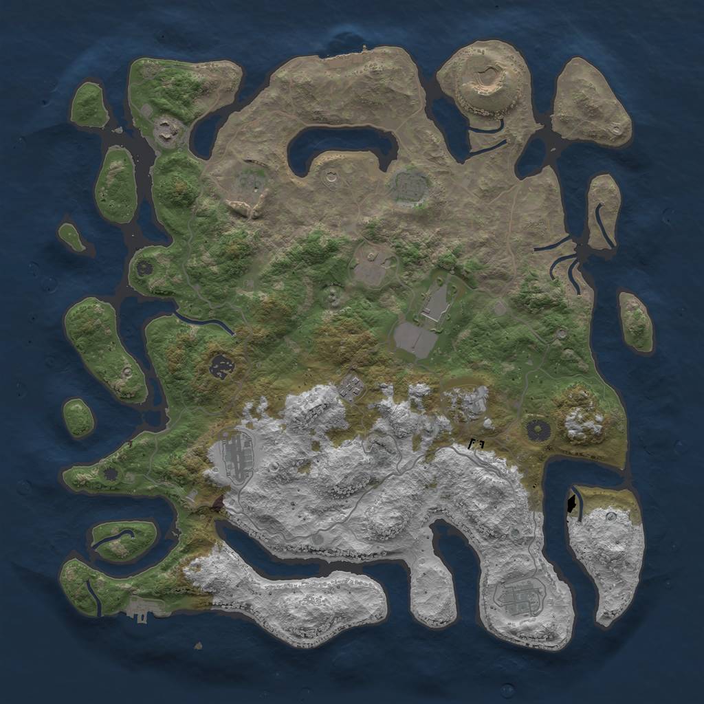 Rust Map: Procedural Map, Size: 4500, Seed: 989637880, 16 Monuments