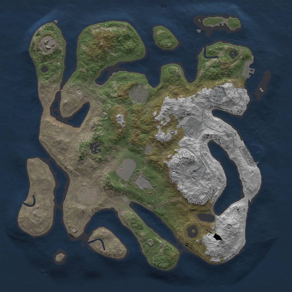 Rust Map: Procedural Map, Size: 3600, Seed: 5468656, 12 Monuments