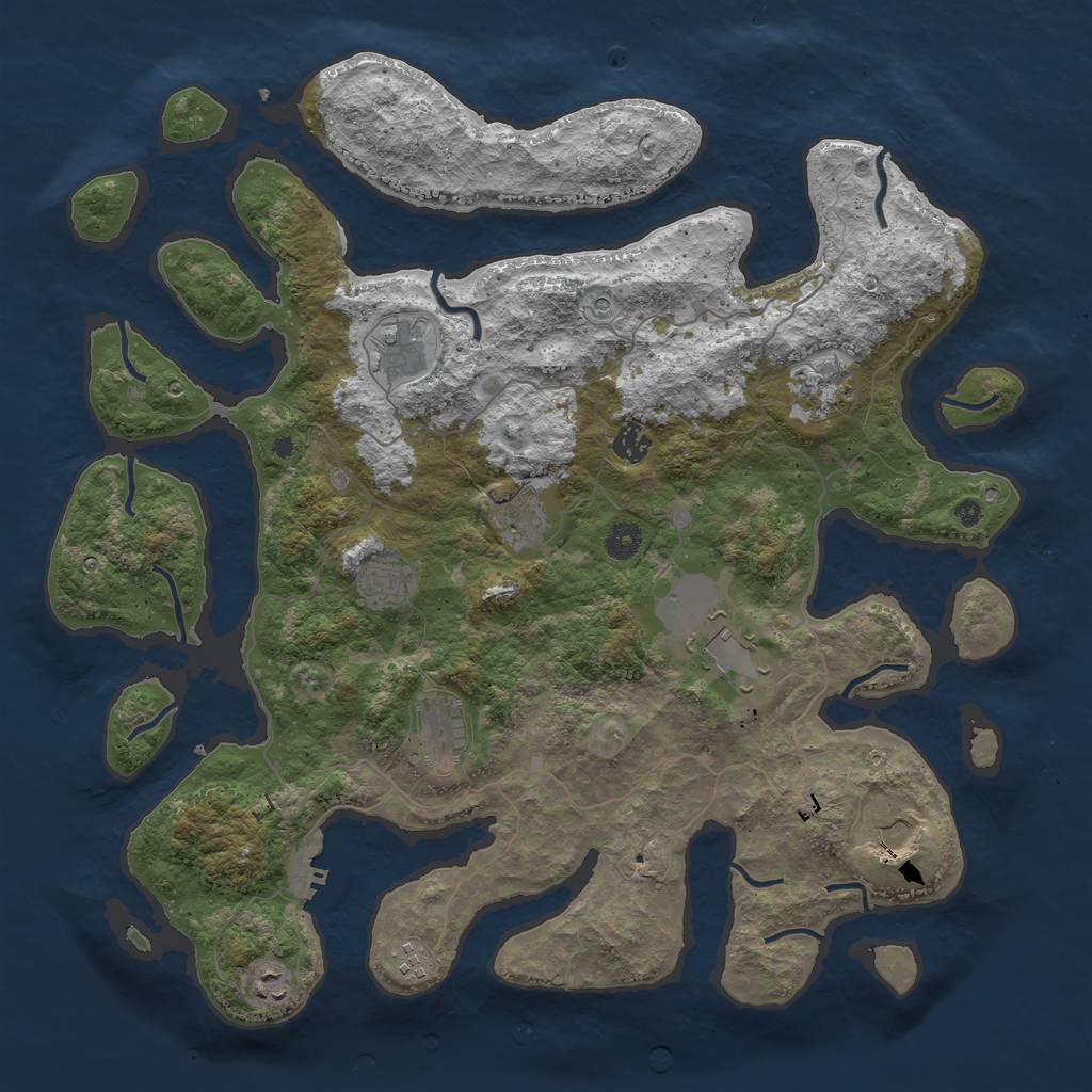 Rust Map: Procedural Map, Size: 4375, Seed: 1, 14 Monuments