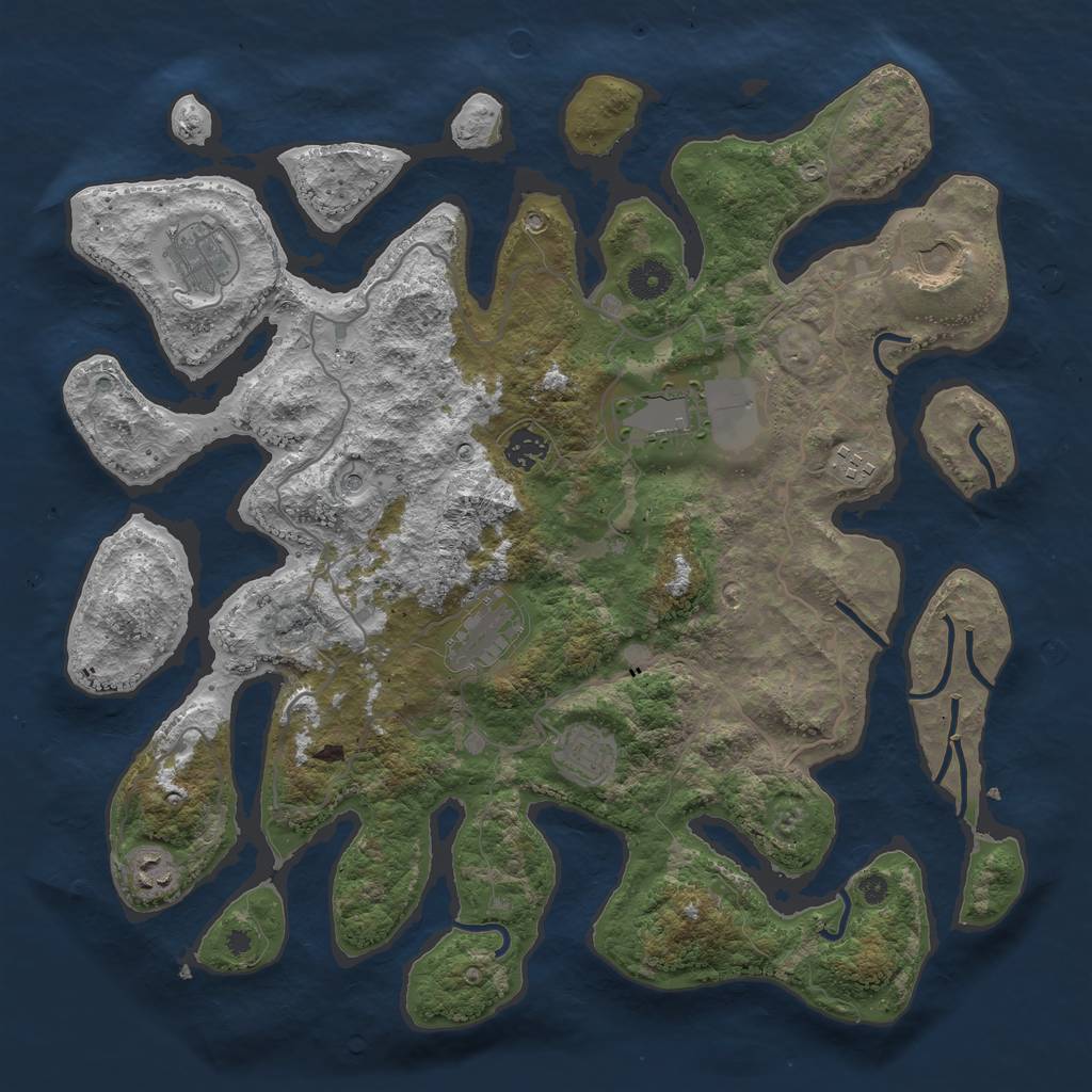 Rust Map: Procedural Map, Size: 4000, Seed: 55014, 11 Monuments