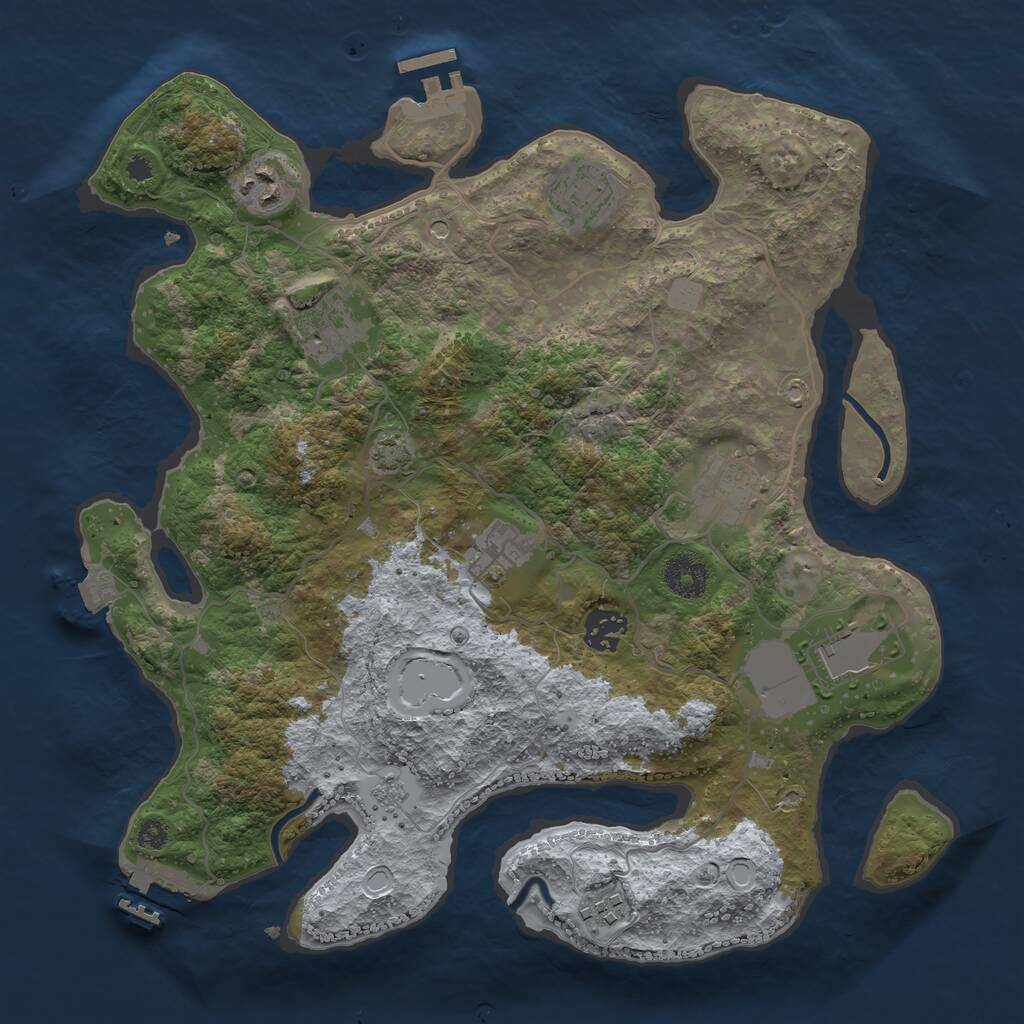 Rust Map: Procedural Map, Size: 3500, Seed: 1610347264, 14 Monuments