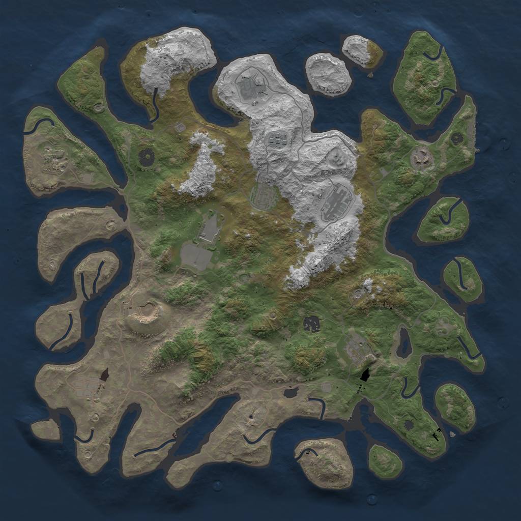 Rust Map: Procedural Map, Size: 4500, Seed: 80207, 15 Monuments