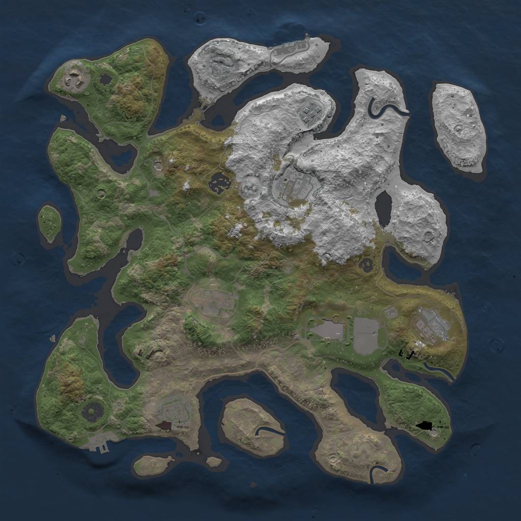 Rust Map: Procedural Map, Size: 3750, Seed: 914059, 13 Monuments