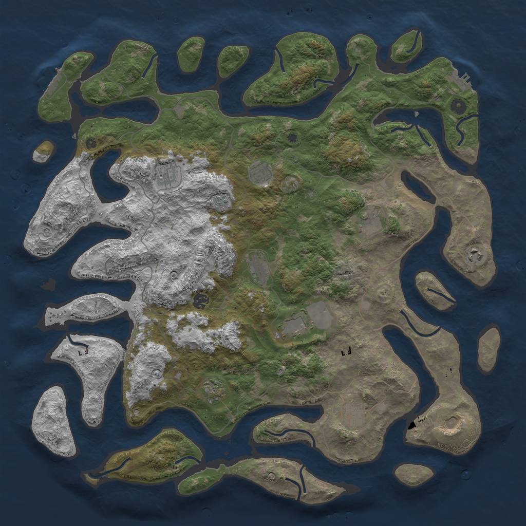 Rust Map: Procedural Map, Size: 5000, Seed: 27113352, 16 Monuments