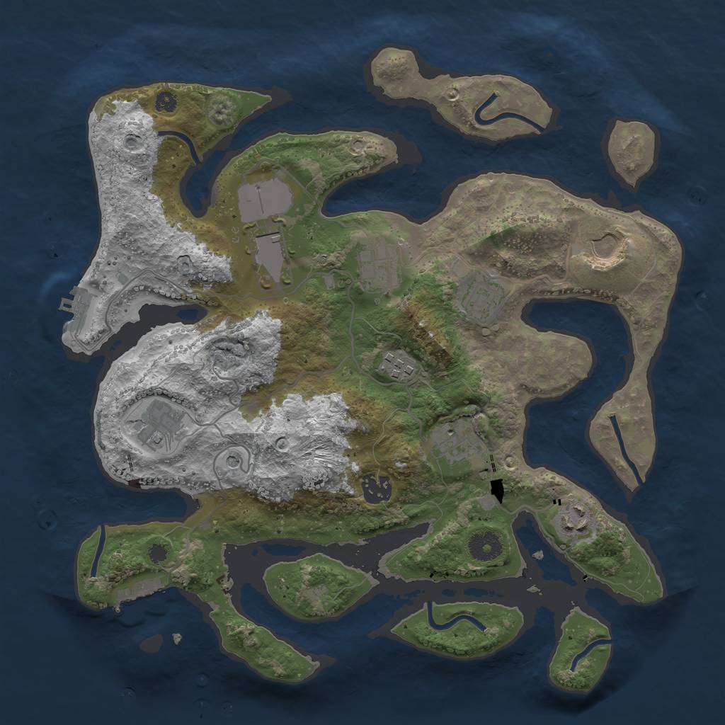 Rust Map: Procedural Map, Size: 3500, Seed: 406738, 14 Monuments