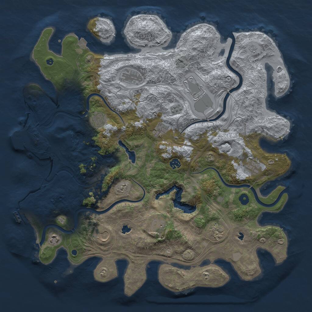 Rust Map: Procedural Map, Size: 4500, Seed: 1921211541, 17 Monuments
