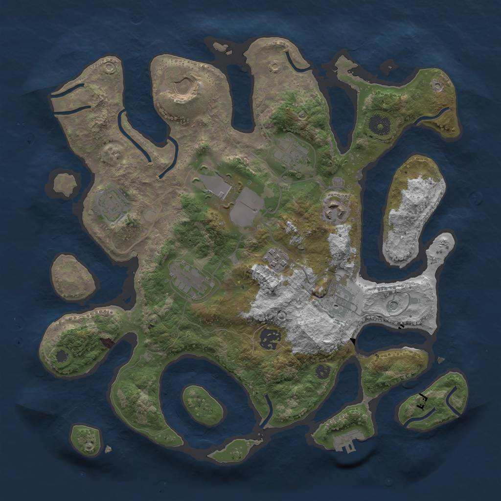 Rust Map: Procedural Map, Size: 3500, Seed: 95726197, 13 Monuments