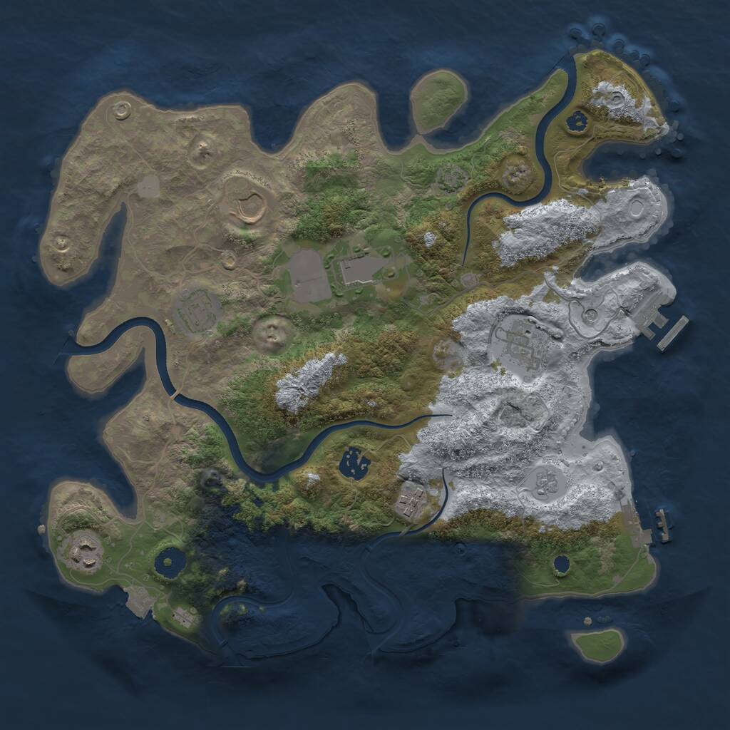 Rust Map: Procedural Map, Size: 3600, Seed: 50500, 13 Monuments