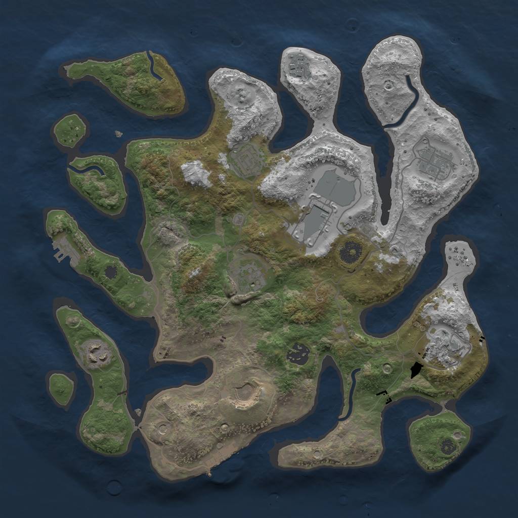 Rust Map: Procedural Map, Size: 3500, Seed: 5253882, 14 Monuments