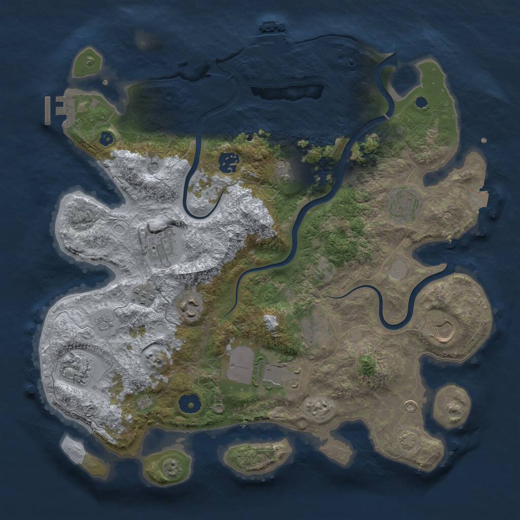 Rust Map: Procedural Map, Size: 3700, Seed: 221074171, 16 Monuments