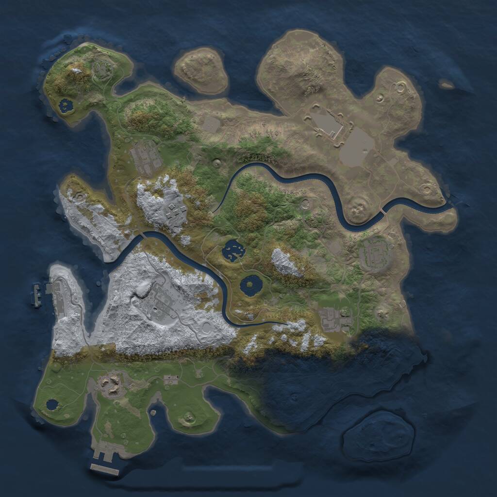Rust Map: Procedural Map, Size: 3500, Seed: 1376471779, 13 Monuments