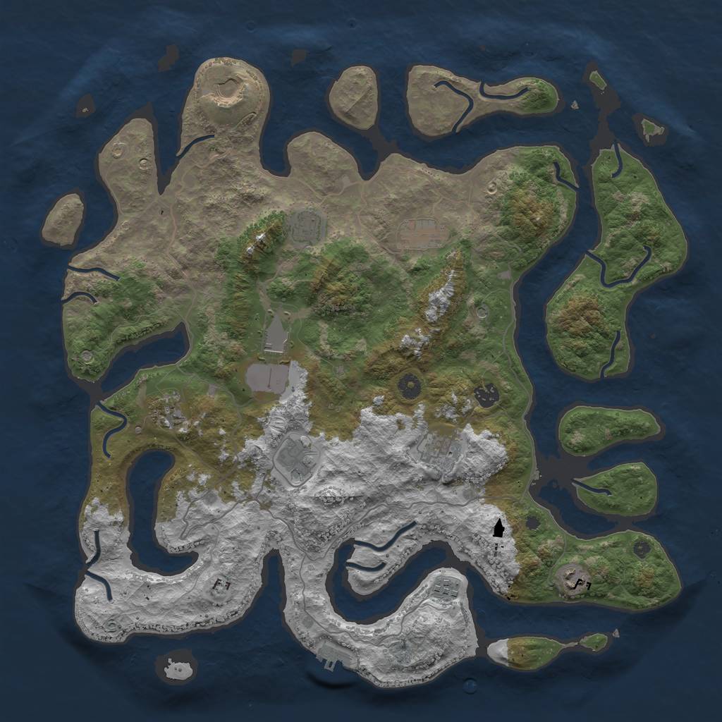 Rust Map: Procedural Map, Size: 4500, Seed: 462863914, 14 Monuments